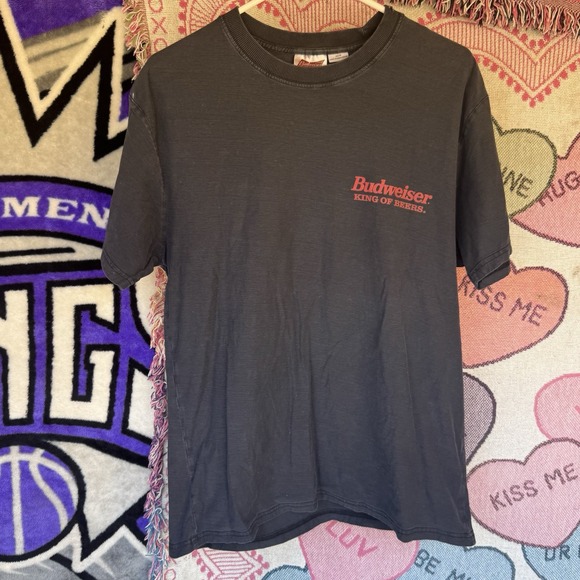 Size M - Budweiser King of Beers Eagle Short Sleeve Tee Faded Black - Picture 1 of 5